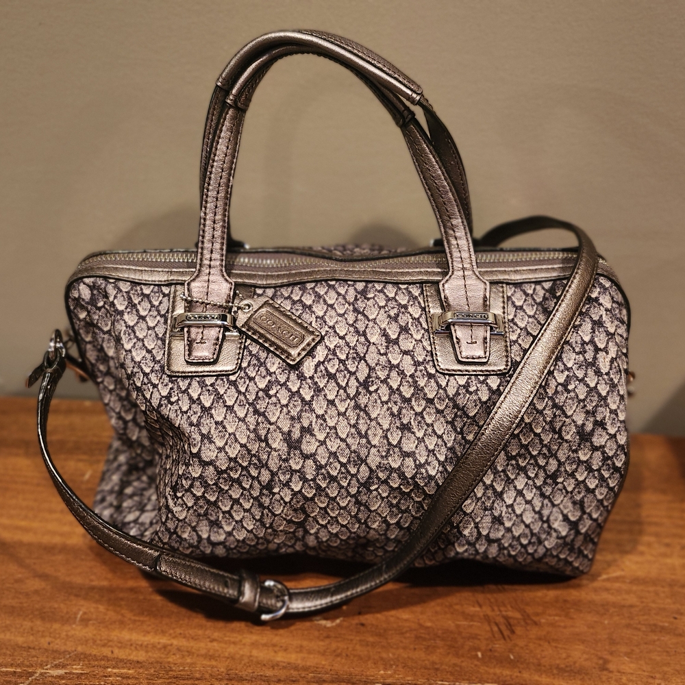 Coach Gray Satchel Bag with Structured Design